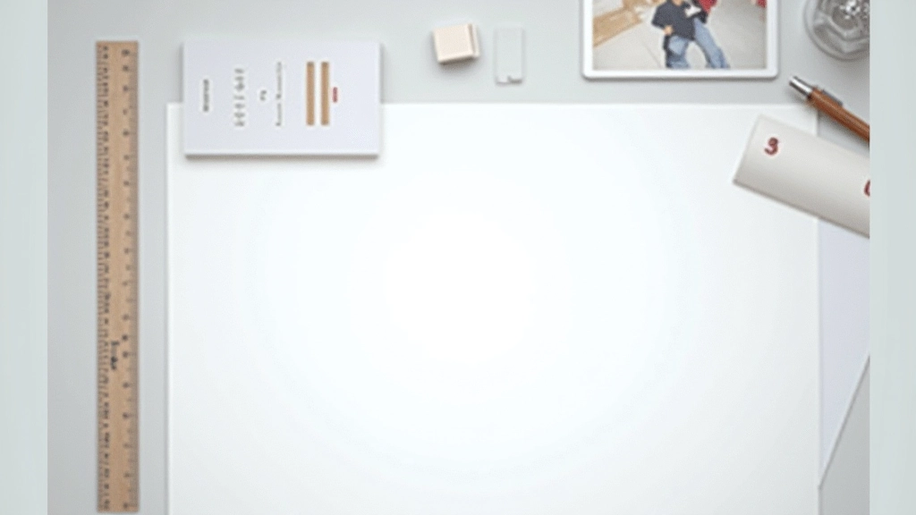 Design ruler and grid on white surface with measurements and spacing annotations