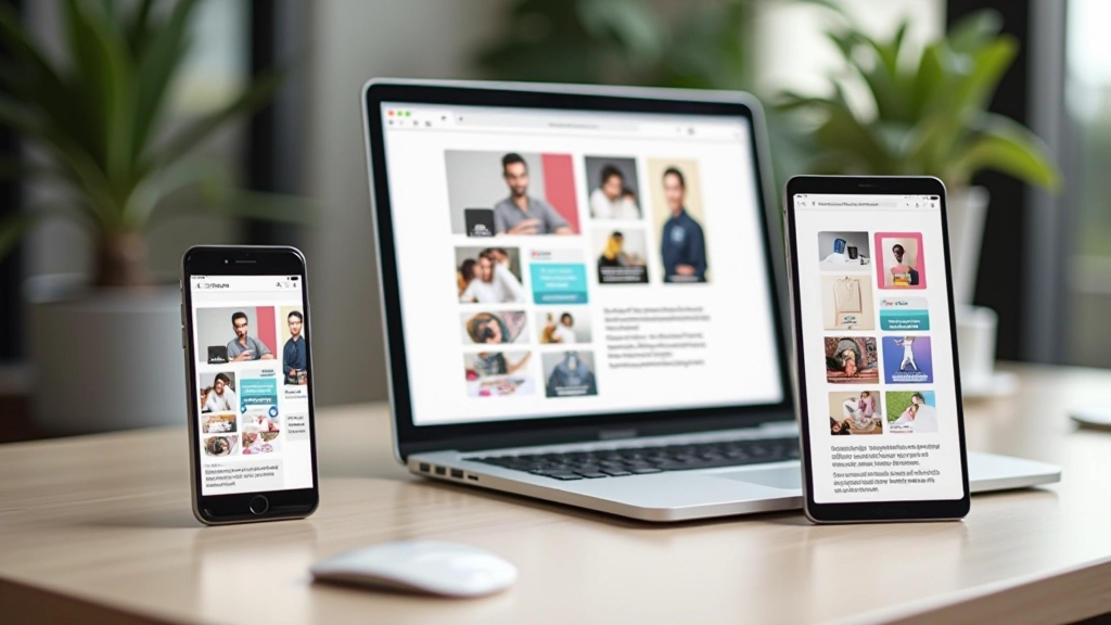 Grille de cartes responsive affichée sur plusieurs appareils (desktop, tablette, mobile) montrant le reflow adaptatif